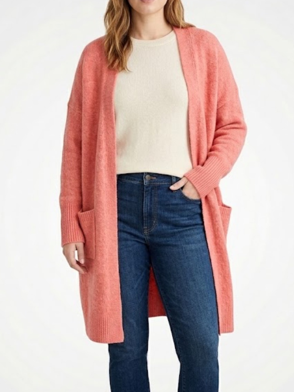 J CREW Alpaca Blend Long Open Front Cardigan Sweater in Pink Size XXL New w/ Tag